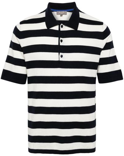 N.Peal Cashmere Rock Striped Polo T-shirt - Blue