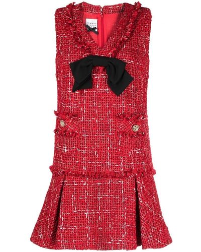 Edward Achour Paris Bow-detail Tweed Mini Dress - Red