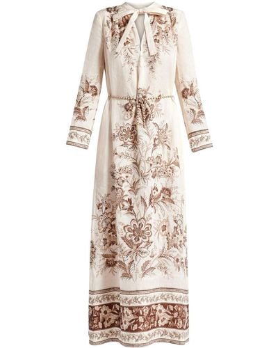 Zimmermann Robe longue en lin à fleurs - Neutre
