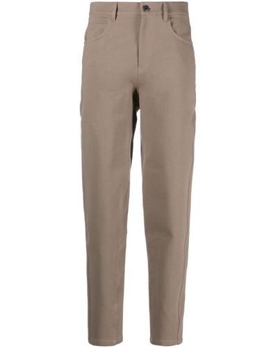 Brunello Cucinelli High-waisted Tapered Cotton-blend Pants - Natural