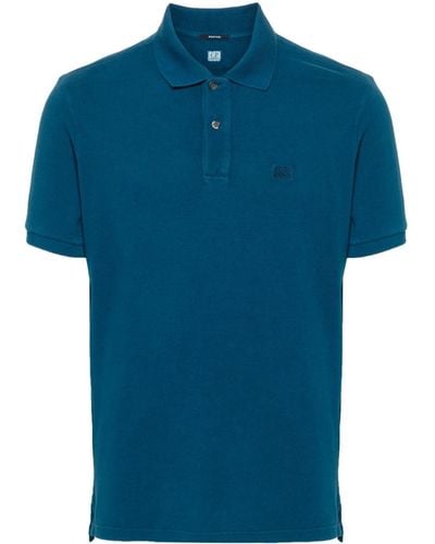 C.P. Company Logo-embroidered Cotton Polo Shirt - Blue