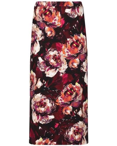 Dolce & Gabbana Falda de tubo con estampado de peonía - Rojo