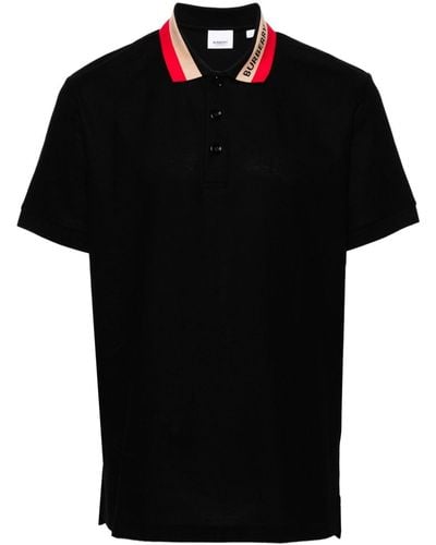 Burberry Edney Polo -shirt Met Gestreepte Kraag - Zwart
