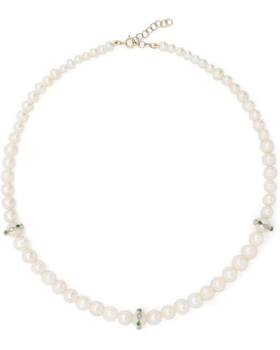 Pascale Monvoisin 9kt Yellow And White Gold Chelsea N°2 Pearl Diamond And Emerald Necklace