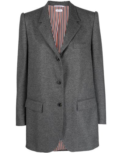 Thom Browne Notched-collar Single-breasted Blazer - Gray