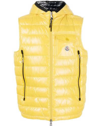 Moncler Chest Logo-patch Padded Gilet - Yellow