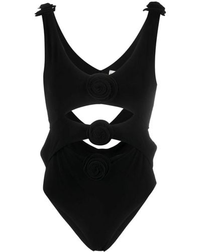 Magda Butrym Floral-appliqué Jersey Bodysuit - Black