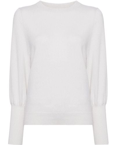 N.Peal Cashmere Crew-neck Puff-sleeve Sweater - White