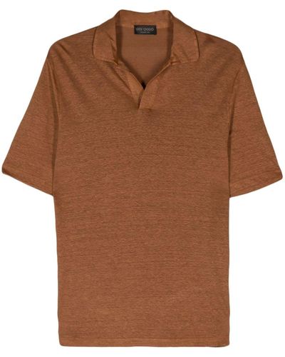Dell'Oglio Split-neck Polo Shirt - Brown