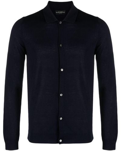 Ballantyne Long-sleeve Fine-knit Wool Shirt - Blue