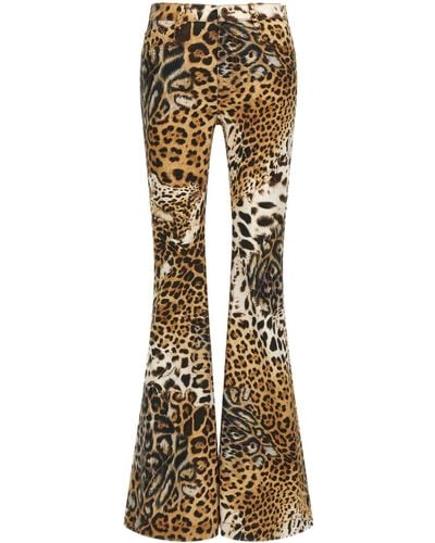 Roberto Cavalli Leopard-print Flared Pants - Metallic