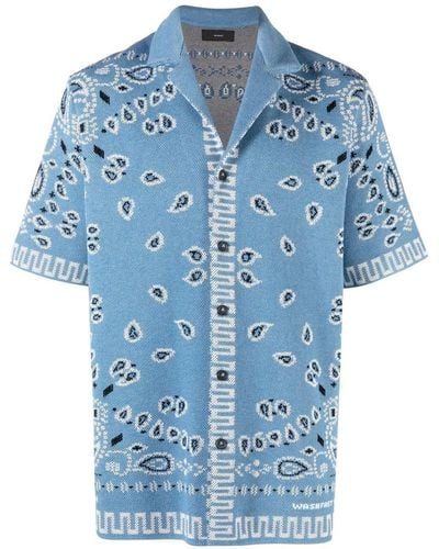 Alanui Bandana-print Cotton Shirt - Blue