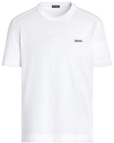 Zegna T-Shirt mit Logo-Stickerei - Weiß