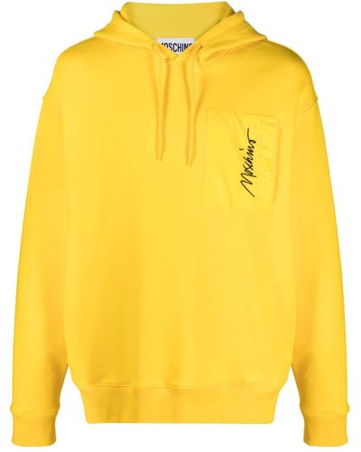 Moschino Logo-embroidered Cotton Blend Hoodie - Yellow