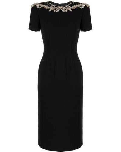 Jenny Packham Lana Crystal-embellished Midi Dress - Black