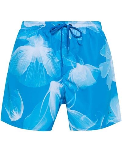 Armani Exchange Floral-print Swim Shorts - Blue