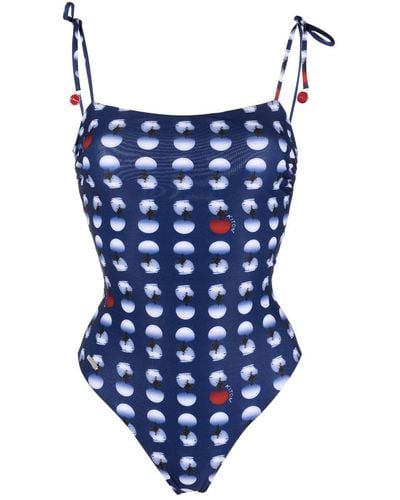 Kiton Polka-dot Print Swimsuit - Blue