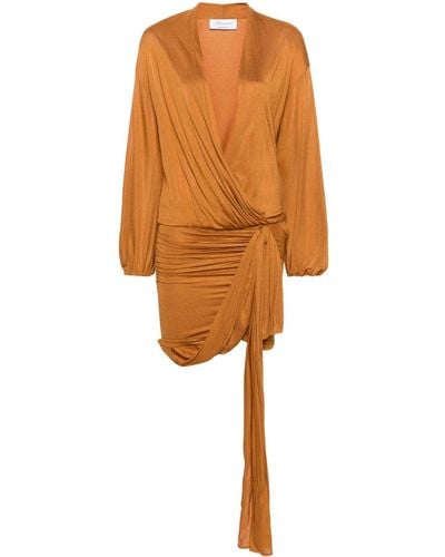 Blumarine Long-sleeve Wrap Minidress - Orange