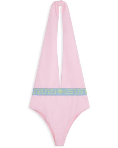 Versace Greca Neckholder-Badeanzug - Pink
