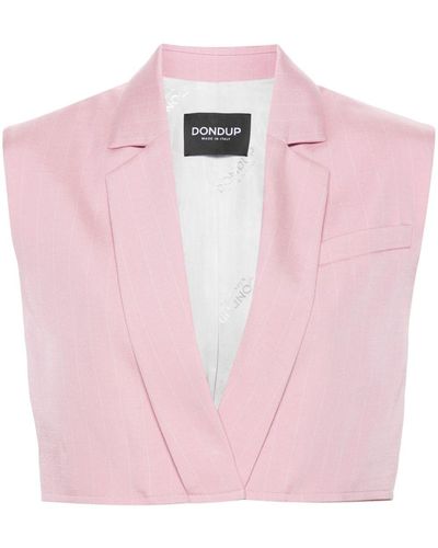 Dondup Pinstriped Cropped Vest - Pink