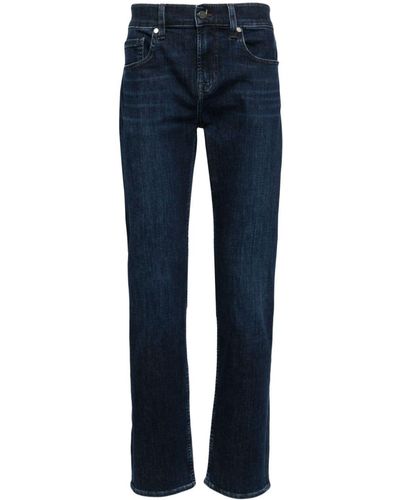 7 For All Mankind Halbhohe Luxe Straight-Leg-Jeans - Blau