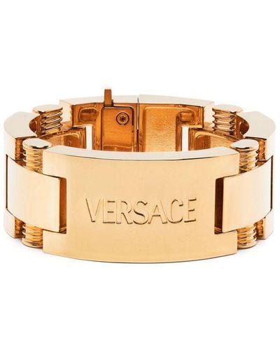 Versace Logo-engraved Metal Bracelet - Natural