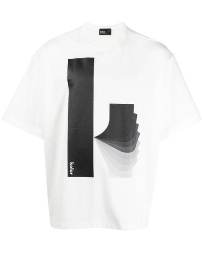 Kolor T-shirt en coton à logo imprimé - Blanc