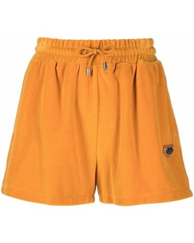 Philipp Plein Pantalones cortos de chándal con placa del logo - Naranja