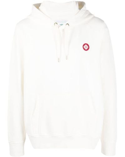 Casablancabrand Diamond-embroidered Patch Relaxed Hoodie - White