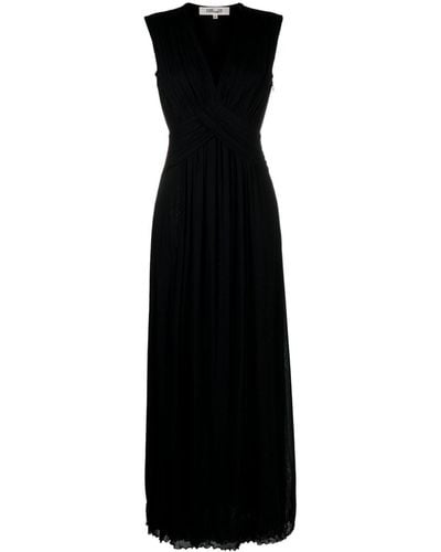 Diane von Furstenberg Marika Gathered V-neck Maxi Dress - Black