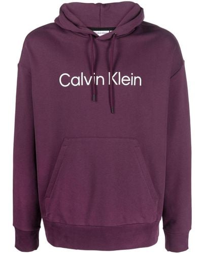 Calvin Klein Logo-print Cotton Hoodie - Purple