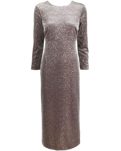 Peserico Sequin-embellished Velvet Midi Dress - Gray