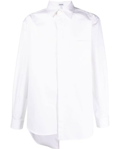 Loewe Asymmetric Cotton Long-sleeve Shirt - White