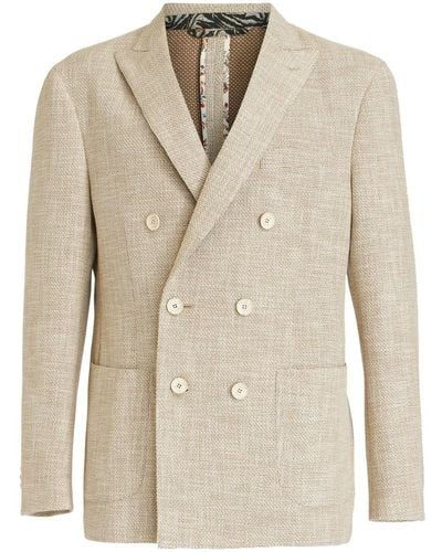 Etro Double-breasted Blazer With Peak Lapels - Natural