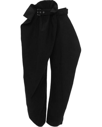 JW Anderson Belted Draped Trousers - Black