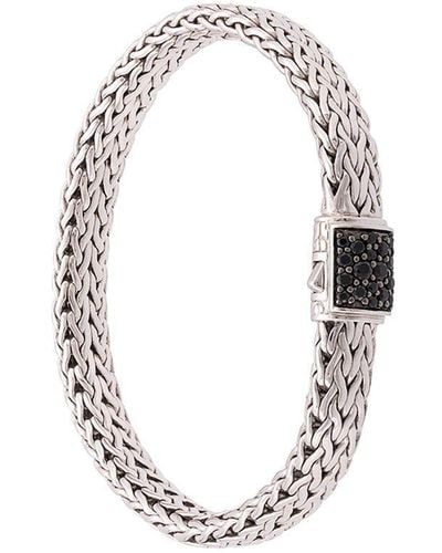 John Hardy Silver Classic Chain Flat Chain Bracelet With Black Sapphire Clasp