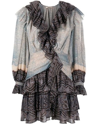 Ulla Johnson Robe Sara courte à volants - Gris