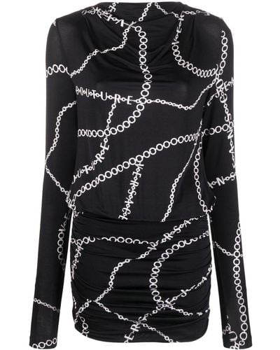 Versace Necklace-print Open-back Minidress - Black