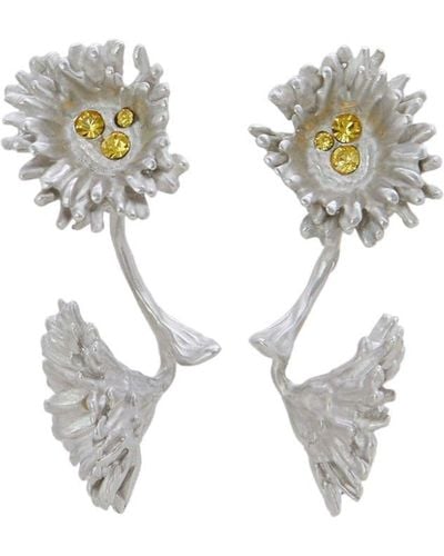 Marni Crystal-embellished Flower Drop Earrings - Metallic