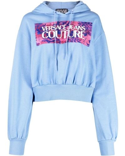 Versace Cropped Cotton Sweatshirt - Blue