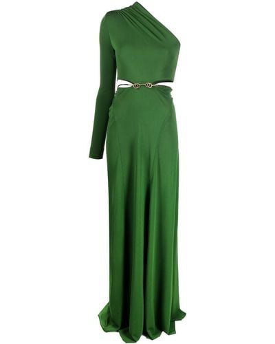 Victoria Beckham One-shoulder Cut-out Gown - Green