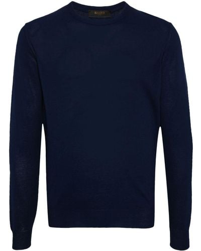 Moorer Long-sleeve Cotton Sweater - Blue