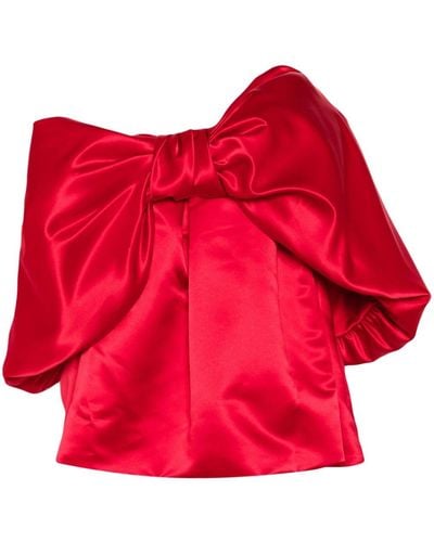 Simone Rocha Oversized Bow Satin Top - Red