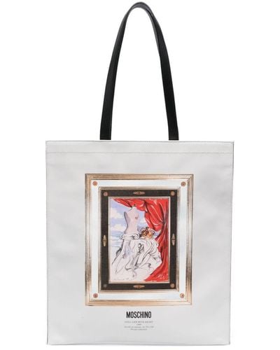 Moschino Still Life With Heart-print Shoulder Bag - White