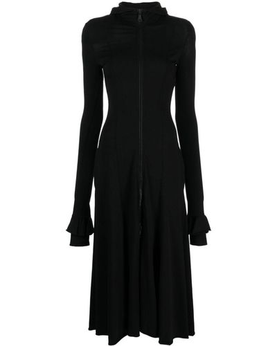 Natasha Zinko Hooded Shoulder-pad Midi Dress - Black