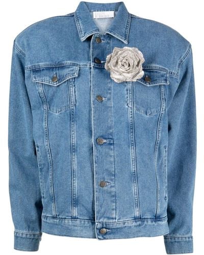 GIUSEPPE DI MORABITO Veste en jean à fleur appliquée - Bleu