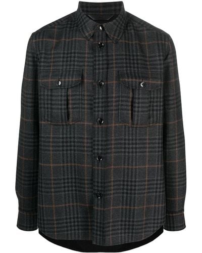 Brioni Check-print Knitted Shirt Jacket - Black