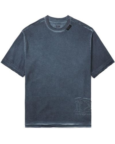 Izzue T-shirt en coton à effet usé - Bleu