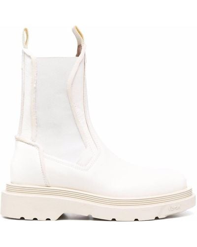 Buttero Paneled Leather Chelsea Boots - White