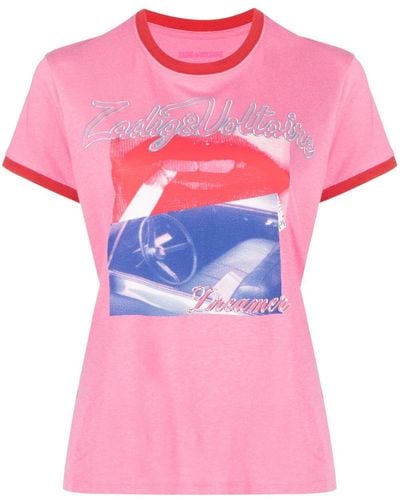 Zadig & Voltaire Camiseta Zoe con estampado gráfico - Rosa